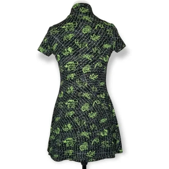 Dolls Kill Horoscopez Constellation Mini Dress Short Sleeve Mock Neck Zodiac - Picture 3 of 9